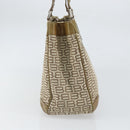 BALENCIAGA Hand Bag Canvas Beige Silver Auth 149812-4