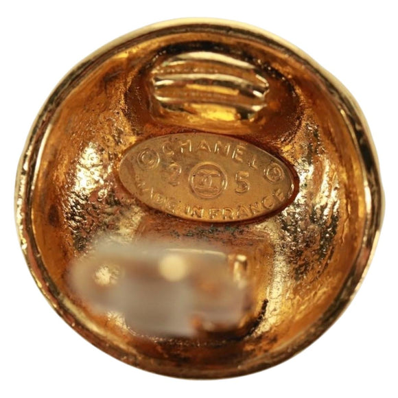 CHANEL Matelasse COCO Mark Earring metal Gold CC Auth 149817V