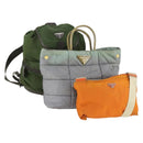 PRADA Shoulder Bag Nylon 3 Set Khaki Orange gray Auth 149823-1