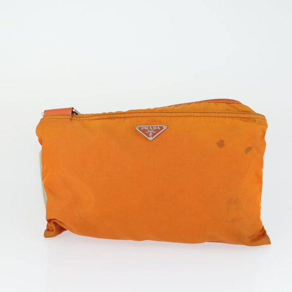 PRADA Shoulder Bag Nylon 3 Set Khaki Orange gray Auth 149823