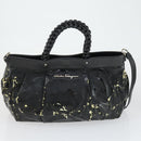 Salvatore Ferragamo Bag Leather Canvas Patent 4 Set Black Red Auth 149824-14