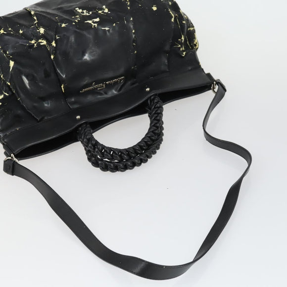 Salvatore Ferragamo Bag Leather Canvas Patent 4 Set Black Red Auth 149824