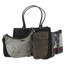 GUCCI GG Supreme Crystal Shoulder Bag PVC 4 Set Black Navy Auth 149829-1