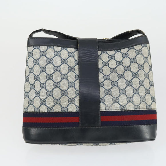 GUCCI GG Supreme Crystal Shoulder Bag PVC 4 Set Black Navy Auth 149829