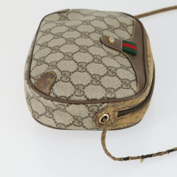 GUCCI GG Supreme Shoulder Bag PVC Leather 4 Set Black Beige Auth 149830