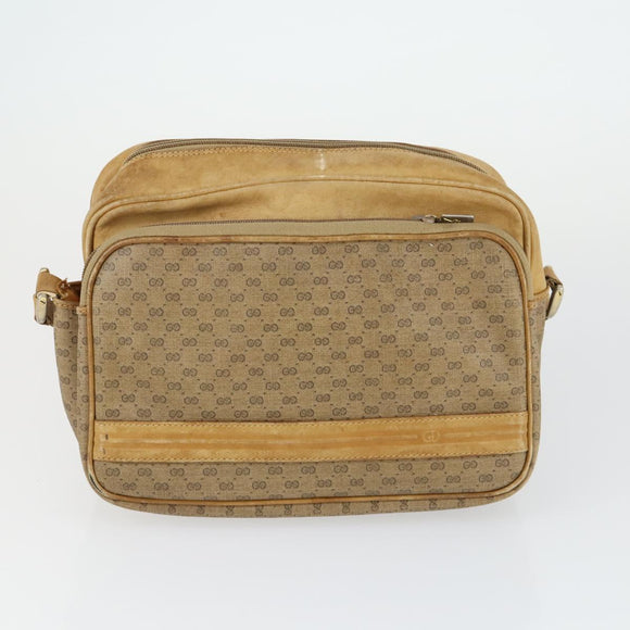 GUCCI GG Supreme Shoulder Bag PVC Leather 4 Set Black Beige Auth 149830