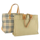 BURBERRY Nova Check Blue Label Hand Bag Canvas 2 Set Beige Auth 149834-1