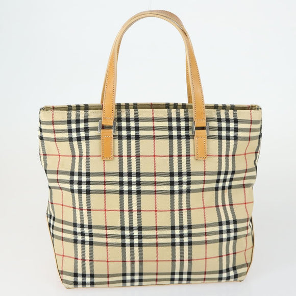BURBERRY Nova Check Blue Label Hand Bag Canvas 2 Set Beige Auth 149834