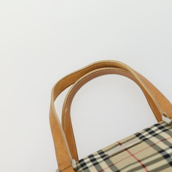 BURBERRY Nova Check Blue Label Hand Bag Canvas 2 Set Beige Auth 149834