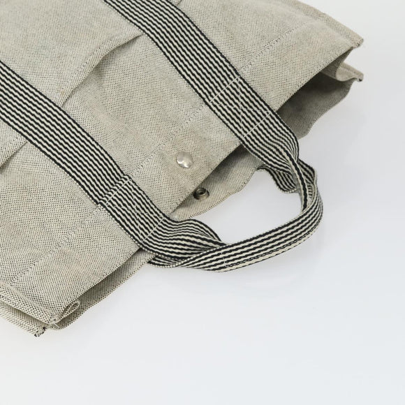 HERMES Fourre Tout Hand Bag Canvas 3 Set Gray Black Navy Auth 149836