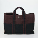 HERMES Fourre Tout Hand Bag Canvas 3 Set Gray Black Navy Auth 149836-3