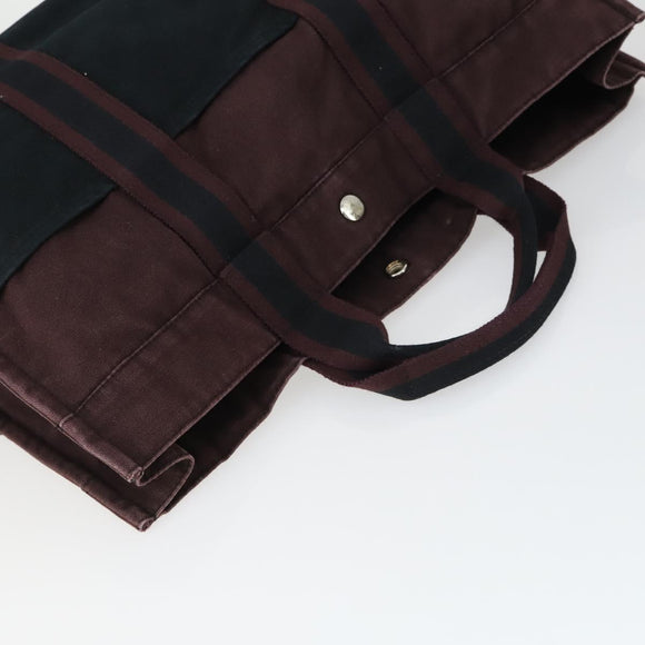 HERMES Fourre Tout Hand Bag Canvas 3 Set Gray Black Navy Auth 149836