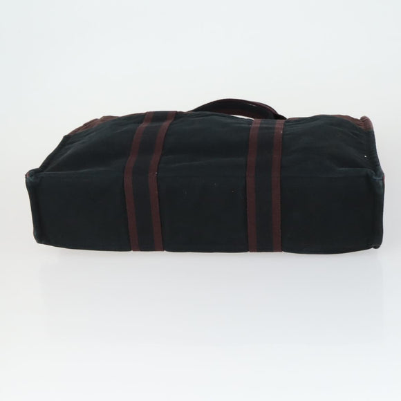 HERMES Fourre Tout Hand Bag Canvas 3 Set Gray Black Navy Auth 149836