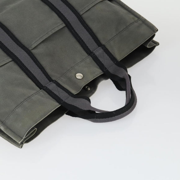 HERMES Fourre Tout Hand Bag Canvas 4 Set Gray Beige Auth 149837