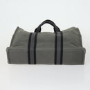 HERMES Fourre Tout Hand Bag Canvas 4 Set Gray Beige Auth 149837-11