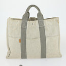 HERMES Fourre Tout Hand Bag Canvas 4 Set Gray Beige Auth 149837-14