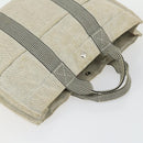 HERMES Fourre Tout Hand Bag Canvas 4 Set Gray Beige Auth 149837-16