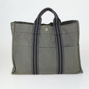 HERMES Fourre Tout Hand Bag Canvas 4 Set Gray Beige Auth 149837-2