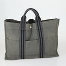 HERMES Fourre Tout Hand Bag Canvas 4 Set Gray Beige Auth 149837-3