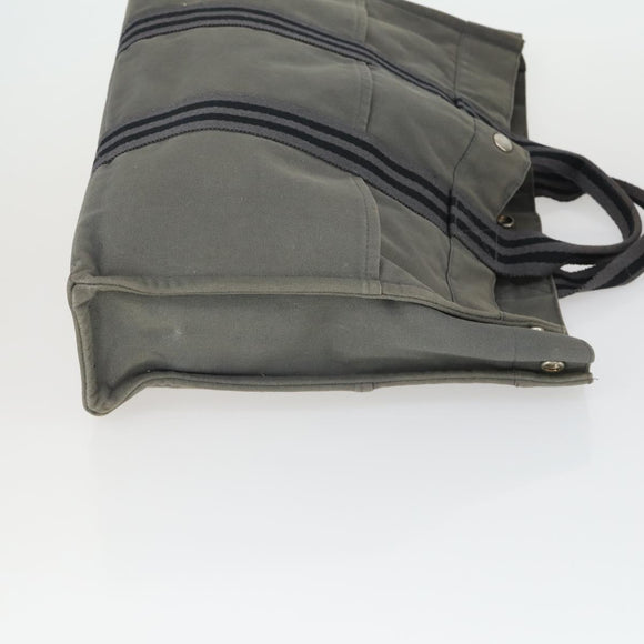 HERMES Fourre Tout Hand Bag Canvas 4 Set Gray Beige Auth 149837