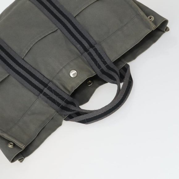 HERMES Fourre Tout Hand Bag Canvas 4 Set Gray Beige Auth 149837