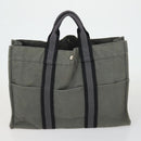 HERMES Fourre Tout Hand Bag Canvas 4 Set Gray Beige Auth 149837-8