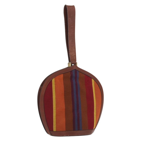 CELINE Hand Bag Canvas Leather Multicolor Gold Auth 149838
