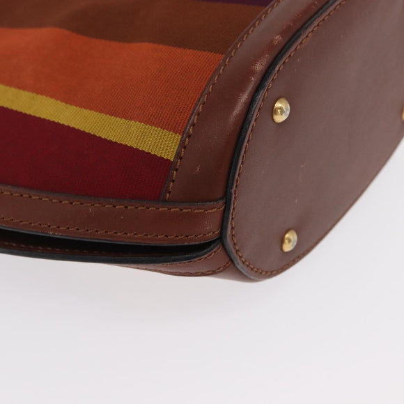 CELINE Hand Bag Canvas Leather Multicolor Gold Auth 149838