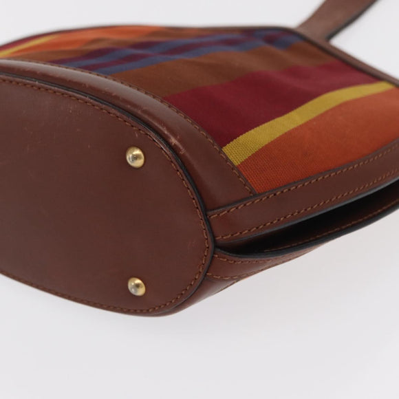 CELINE Hand Bag Canvas Leather Multicolor Gold Auth 149838