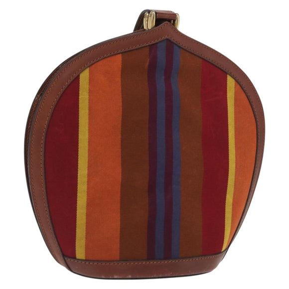 CELINE Hand Bag Canvas Leather Multicolor Gold Auth 149838