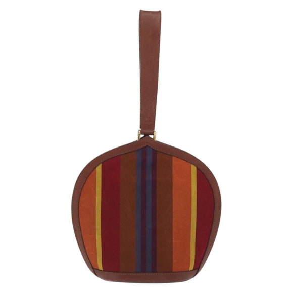 CELINE Hand Bag Canvas Leather Multicolor Gold Auth 149838