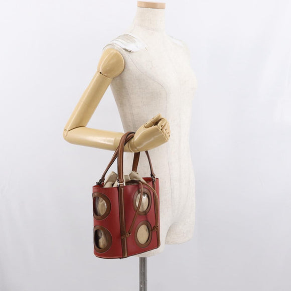 Salvatore Ferragamo Hand Bag Leather Red Silver Auth 149839