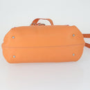 Salvatore Ferragamo Gancini Hand Bag Leather 2way Orange Silver Auth 149840-11