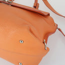 Salvatore Ferragamo Gancini Hand Bag Leather 2way Orange Silver Auth 149840-12