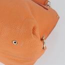 Salvatore Ferragamo Gancini Hand Bag Leather 2way Orange Silver Auth 149840-14