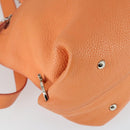Salvatore Ferragamo Gancini Hand Bag Leather 2way Orange Silver Auth 149840-15