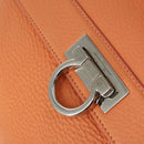 Salvatore Ferragamo Gancini Hand Bag Leather 2way Orange Silver Auth 149840-16