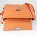 Salvatore Ferragamo Gancini Hand Bag Leather 2way Orange Silver Auth 149840-17