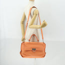 Salvatore Ferragamo Gancini Hand Bag Leather 2way Orange Silver Auth 149840-26