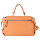 Salvatore Ferragamo Gancini Hand Bag Leather 2way Orange Silver Auth 149840-3