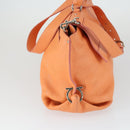 Salvatore Ferragamo Gancini Hand Bag Leather 2way Orange Silver Auth 149840-5