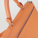 Salvatore Ferragamo Gancini Hand Bag Leather 2way Orange Silver Auth 149840-6
