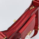 BALLY Shoulder Bag Leather Red Gold Auth 149841-8