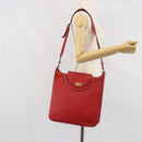 BALLY Shoulder Bag Leather Red Gold Auth 149841-24