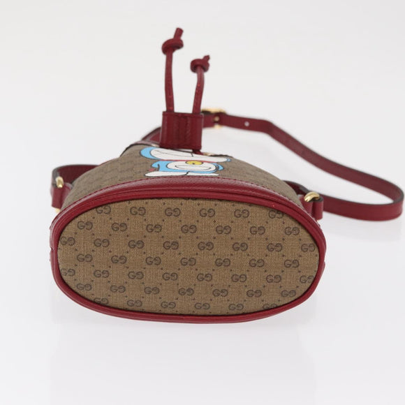 GUCCI GUCCI × Doraemon Micro GG Supreme Bag PVC Beige Gold 647801 Auth 149859SM