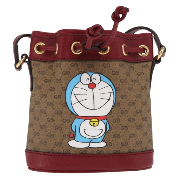 GUCCI GUCCI × Doraemon Micro GG Supreme Bag PVC Beige Gold 647801 Auth 149859SM