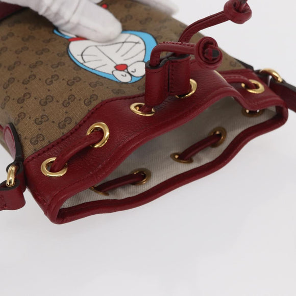 GUCCI GUCCI × Doraemon Micro GG Supreme Bag PVC Beige Gold 647801 Auth 149859SM