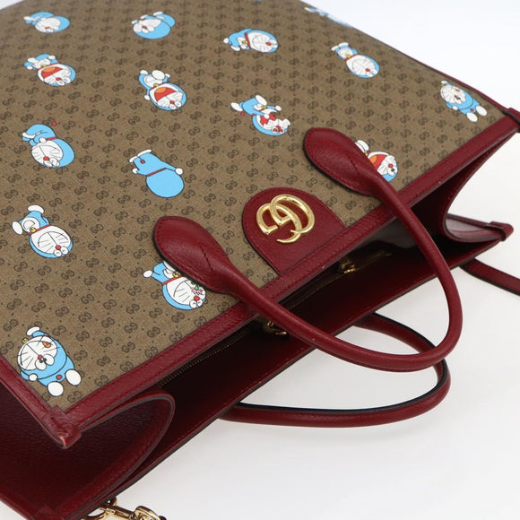 GUCCI GUCCI × Doraemon Micro GG Supreme Bag PVC 2way Beige 653952 Auth 149861SM