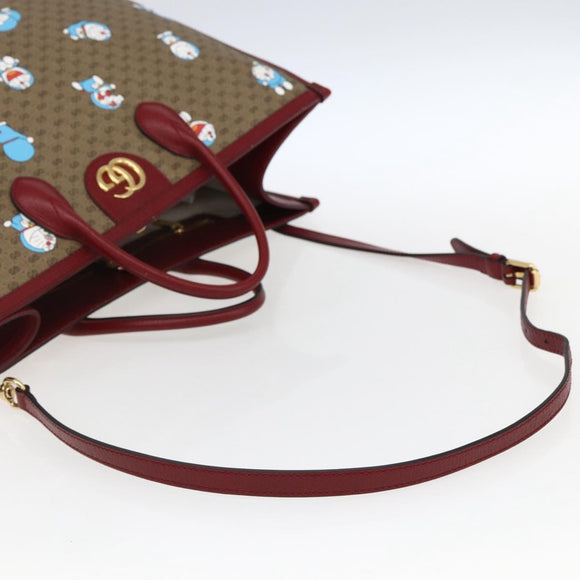 GUCCI GUCCI × Doraemon Micro GG Supreme Bag PVC 2way Beige 653952 Auth 149861SM
