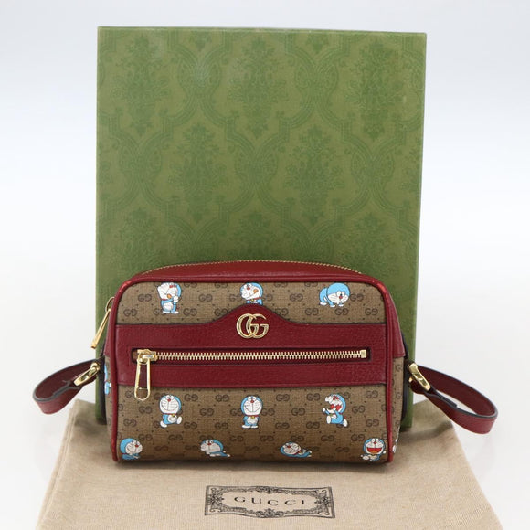 GUCCI GUCCI × Doraemon Micro GG Supreme Bag PVC Beige Gold 647784 Auth 149862SM